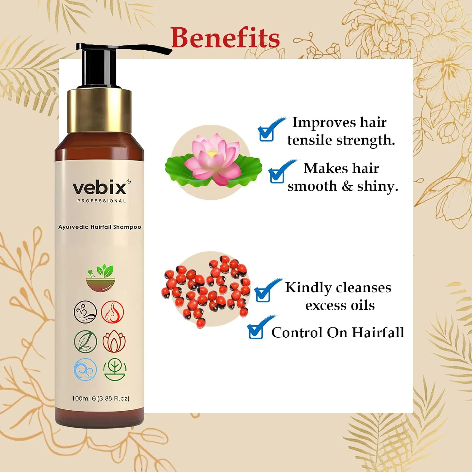 شامپو ضد ریزش موی سفارشی و حرفه ای آیورودا وبی ایکس مناسب برای انواع مو (100 میلی لیتر)