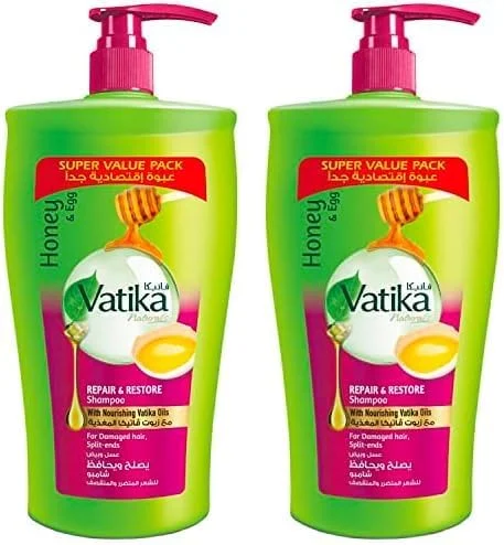 شامپو ترمیم کننده و احیا کننده موهای آسیب دیده واتیکا نچرالز 1000 میلی لیتر | عصاره های طبیعی عسل و تخم مرغ | ترمیم و احیای موهای آسیب دیده و دارای موخوره (بسته 2 عددی)