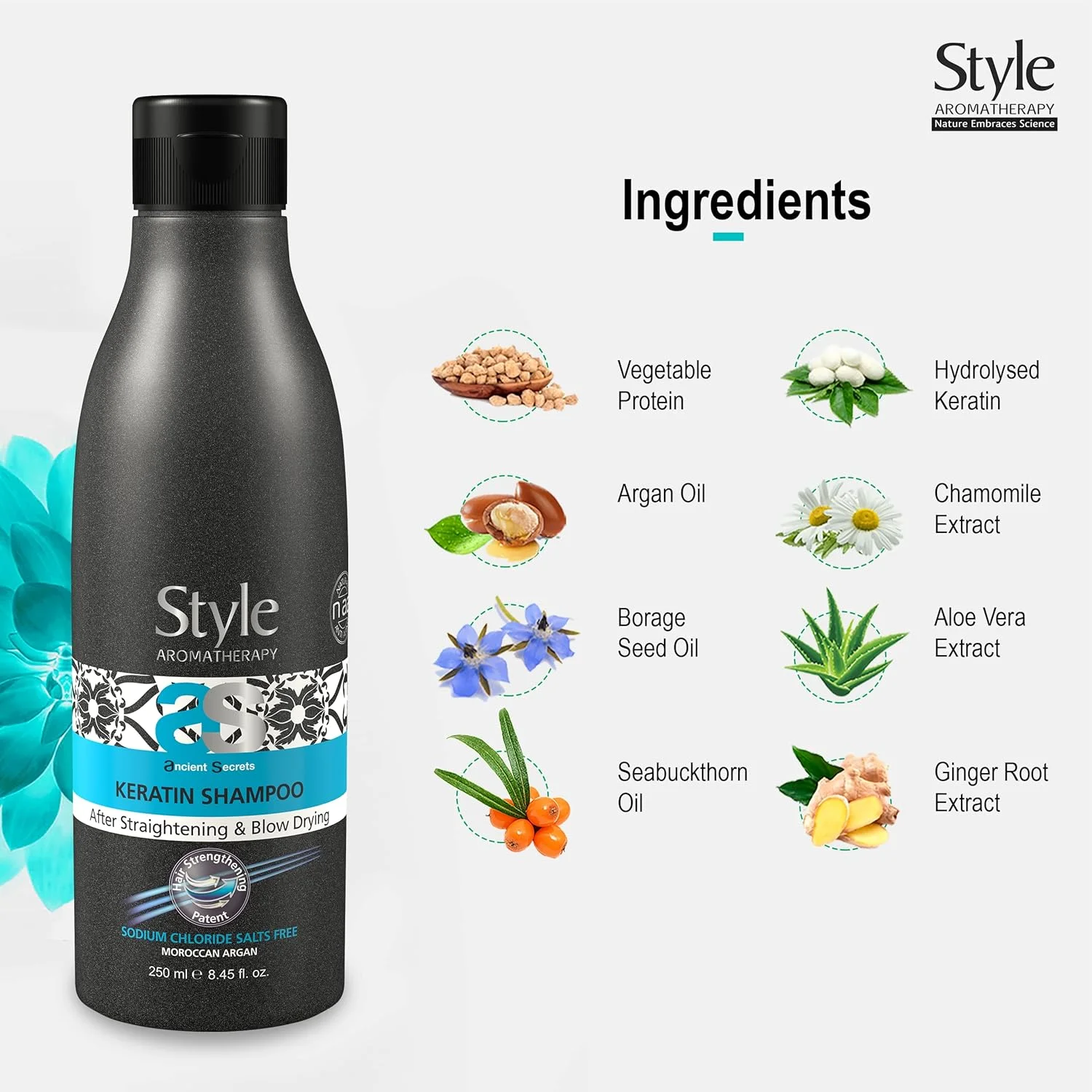 شامپو کراتین حرفه ای استایل آروماتراپی مناسب بعد از صاف کردن و درمان نرم کنندگی مو 250 میلی لیتر | فاقد SLS/SLES، فاقد نمک، فاقد سولفات، فاقد پارابن شامپو کراتین حرفه ای استایل آروماتراپی مناسب بعد از صاف کردن و درمان نرم کنندگی مو 250 میلی لیتر | فاقد SLS/SLES، فاقد نمک، فاقد سولفات، فاقد پارابن