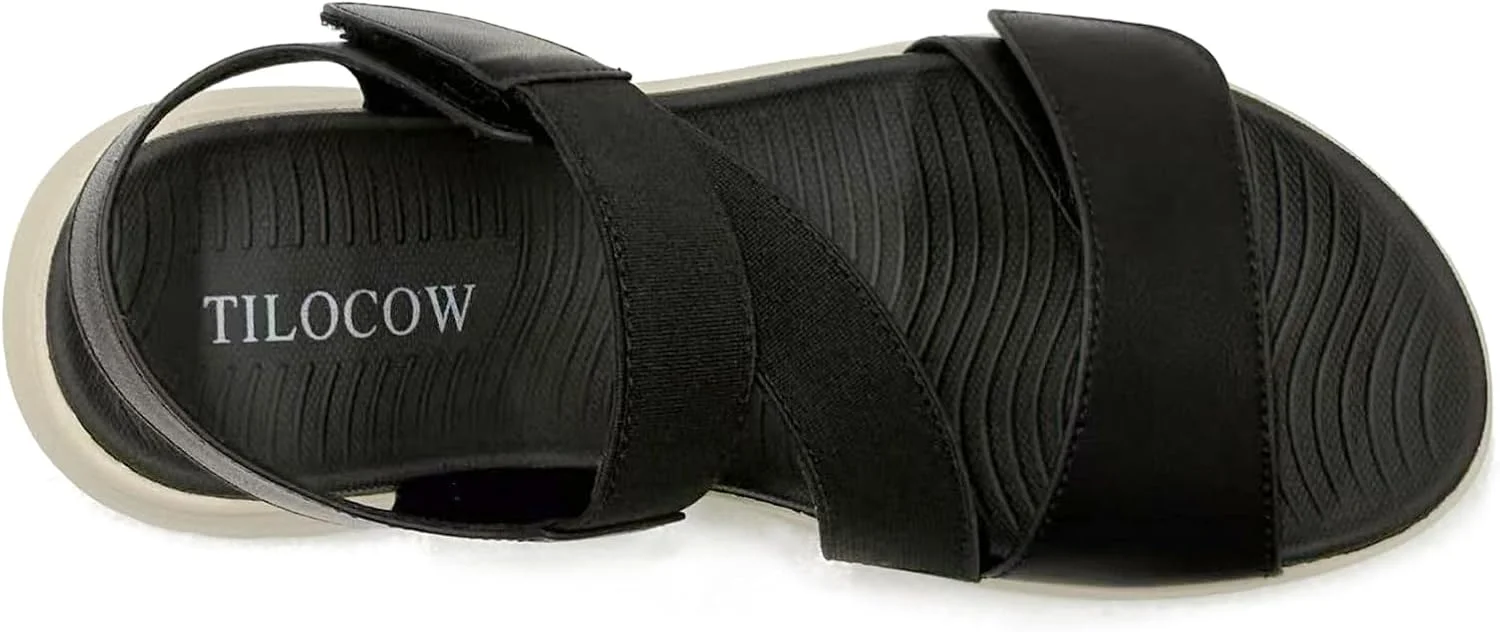 صندل زنانه تیلوکاو، صندل طبی راحت برای پیاده روی، صندل تابستانی سبک وزن، کفش های بند دار ورزشی و فضای باز