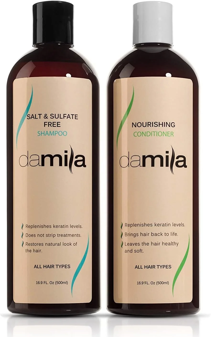 شامپو و نرم کننده بدون نمک و سولفات دامیلا برای موهای کراتینه و رنگ شده - پک حرفه ای کراتین برای موهای آسیب دیده، وز، مجعد، خشک و نازک - شامپو سین سال - 500 میلی لیتر شامپو و نرم کننده بدون نمک و سولفات دامیلا برای موهای کراتینه و رنگ شده - پک حرفه ای کراتین برای موهای آسیب دیده، وز، مجعد، خشک و نازک - شامپو سین سال - 500 میلی لیتر