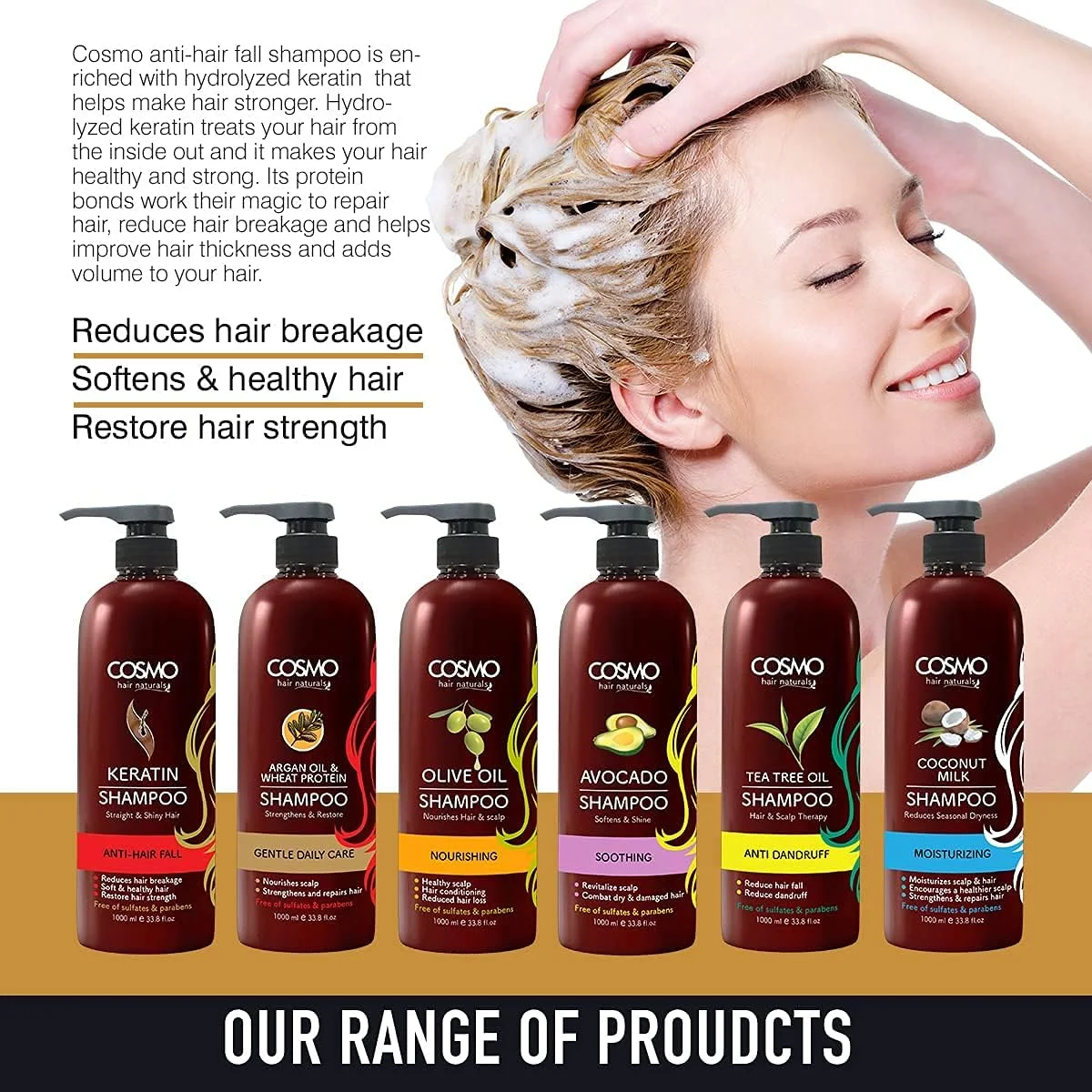شامپو کراتینه موهای طبیعی سی دی COSMO DESIGNS مناسب انواع مو، 1000 میلی لیتر، ضد ریزش مو، نرم کننده و تقویت کننده مو، احیا کننده استحکام مو شامپو کراتینه موهای طبیعی سی دی COSMO DESIGNS مناسب انواع مو، 1000 میلی لیتر، ضد ریزش مو، نرم کننده و تقویت کننده مو، احیا کننده استحکام مو