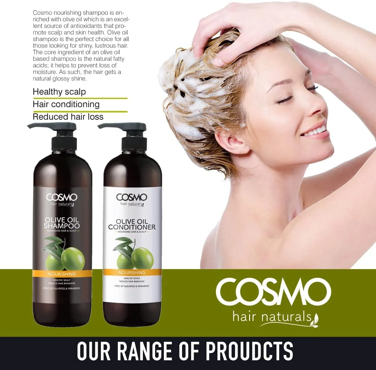 CD COSMO DESIGNS مغذی - شامپو و نرم کننده روغن زیتون، 1000 میلی لیتر، مناسب آقایان و بانوان، بدون سولفات و پارابن، بسته مراقبت از مو 2 در 1، کیت استفاده روزانه CD COSMO DESIGNS مغذی - شامپو و نرم کننده روغن زیتون، 1000 میلی لیتر، مناسب آقایان و بانوان، بدون سولفات و پارابن، بسته مراقبت از مو 2 در 1، کیت استفاده روزانه