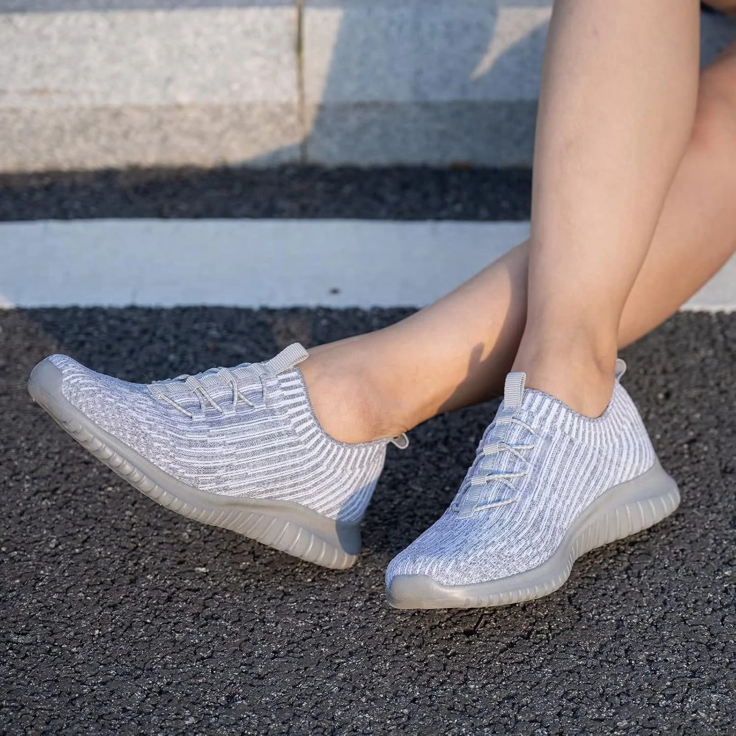 کفش پیاده روی زنانه تیوسیبون، کفش ورزشی سبک و راحت، خاکستری/خاکستری، سایز 36