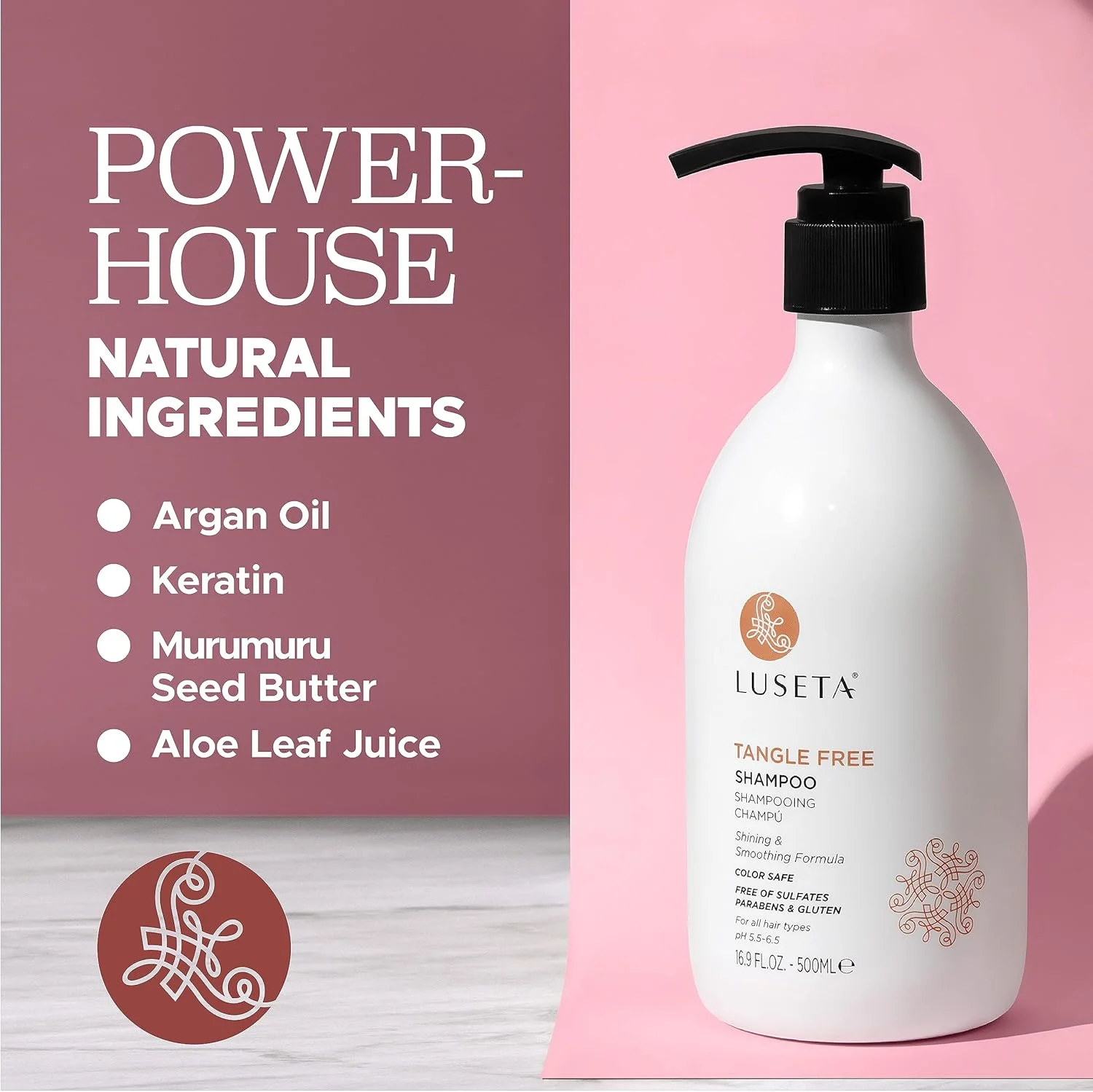 شامپو روتین ضد گره لوسِتا برای زنان و مردان - باز کننده گره با کراتین و روغن آرگان، محافظ رنگ مو برای موهای فر و موج دار، بدون پارابن و گلوتن 500 میلی لیتر شامپو روتین ضد گره لوسِتا برای زنان و مردان - باز کننده گره با کراتین و روغن آرگان، محافظ رنگ مو برای موهای فر و موج دار، بدون پارابن و گلوتن 500 میلی لیتر