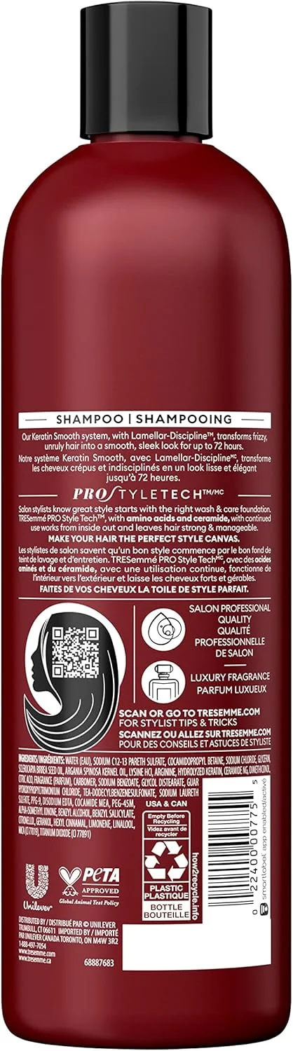 شامپو صاف کننده موهای وز ترزمه کراتین اسموث، فرموله شده با فناوری Pro Style، حجم 591 میلی لیتر شامپو صاف کننده موهای وز ترزمه کراتین اسموث، فرموله شده با فناوری Pro Style، حجم 591 میلی لیتر