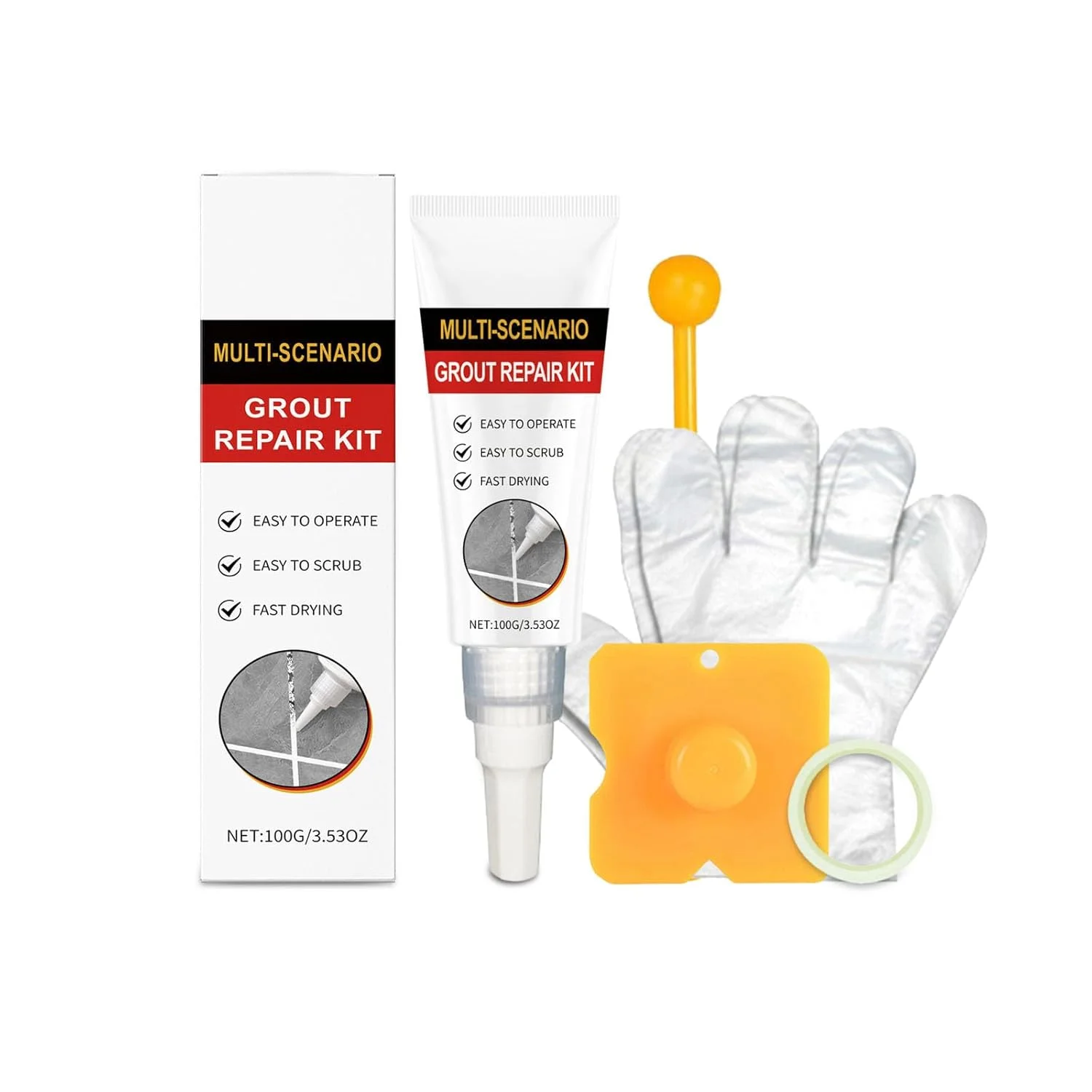 کیت ترمیم کننده درز کاشی، پرکننده دوغاب برای حمام و آشپزخانه، خشک شدن سریع و ضد آب، تجدید مفاصل، شکاف ها و ترک های کاشی - درزگیر دوغاب سفید، 100 گرم کیت ترمیم کننده درز کاشی، پرکننده دوغاب برای حمام و آشپزخانه، خشک شدن سریع و ضد آب، تجدید مفاصل، شکاف ها و ترک های کاشی - درزگیر دوغاب سفید، 100 گرم