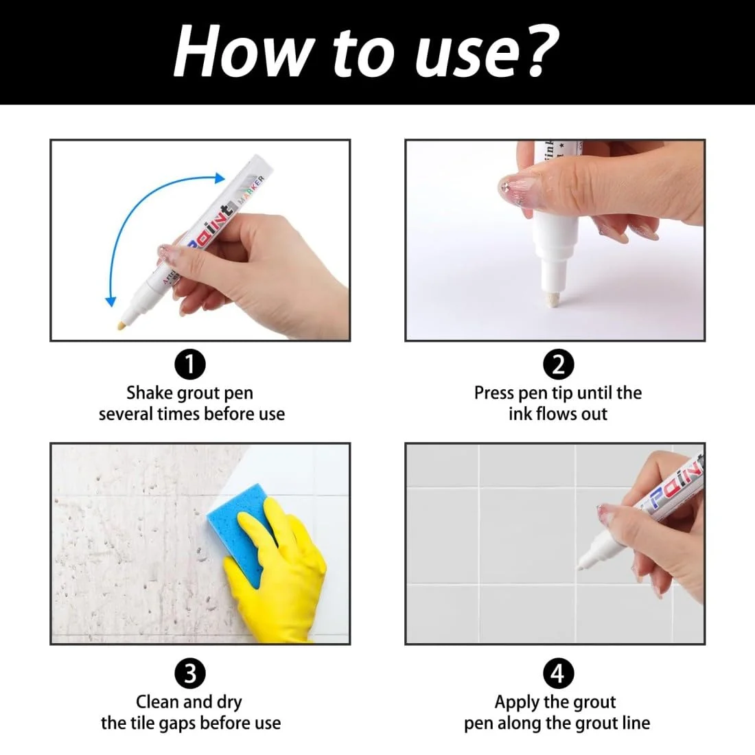 قلم ترمیم کننده درز کاشی، قلم رنگ سفید، قلم ترمیم کننده دوغاب سفید، قلم ترمیم کننده دوغاب دیوار، قلم رنگ سفید برای ترمیم درز کاشی، پلاستیک، چرم، شیشه، سنگ، فلز، بوم و سایر سطوح قلم ترمیم کننده درز کاشی، قلم رنگ سفید، قلم ترمیم کننده دوغاب سفید، قلم ترمیم کننده دوغاب دیوار، قلم رنگ سفید برای ترمیم درز کاشی، پلاستیک، چرم، شیشه، سنگ، فلز، بوم و سایر سطوح