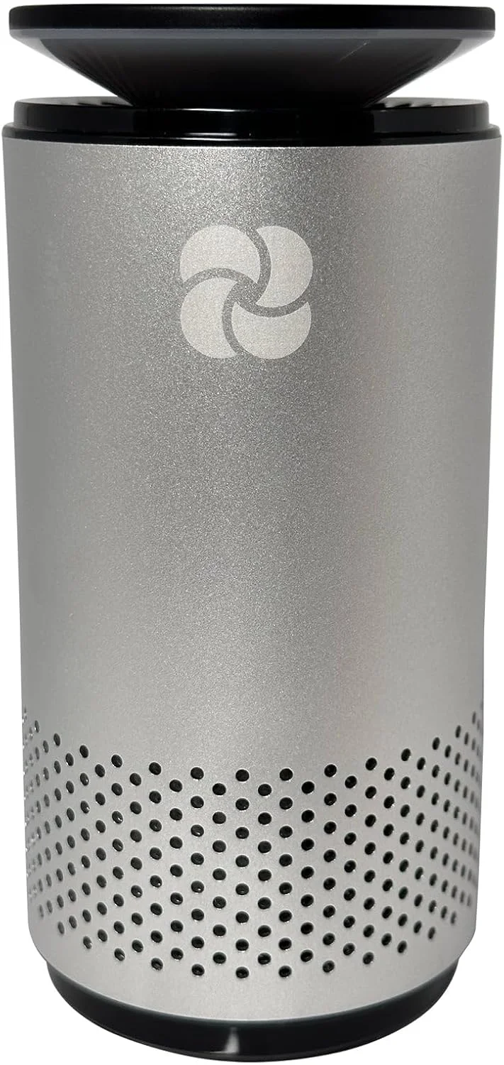 دستگاه تصفیه هوای قابل حمل KIKI PURE A2 UV و HEPA - ارتفاع 14.2 سانتی متر، وزن 312 گرم. ایده آل برای مسافرت، داخل خودرو، تصفیه هوای کوچک، نقره ای.