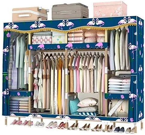 کمد لباس قابل حمل تاشو مدل nylXPc-Zy مناسب اتاق خواب، اتاق نشیمن کودکان، خوابگاه، اتاق اجاره ای، کابینت نگهداری لباس ضد گرد و غبار