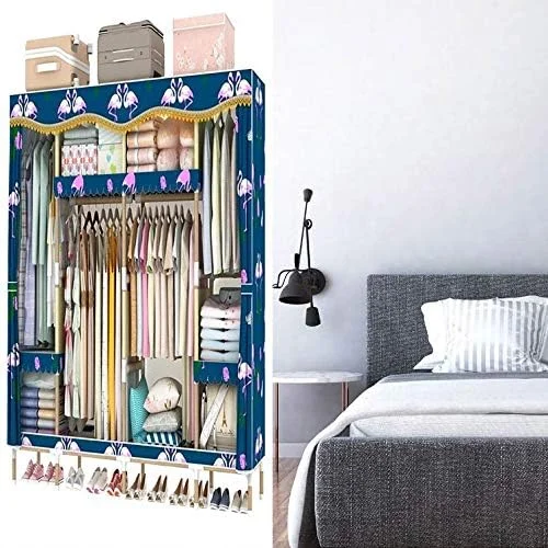 کمد لباس قابل حمل تاشو مدل nylXPc-Zy مناسب اتاق خواب، اتاق نشیمن کودکان، خوابگاه، اتاق اجاره ای، کابینت نگهداری لباس ضد گرد و غبار