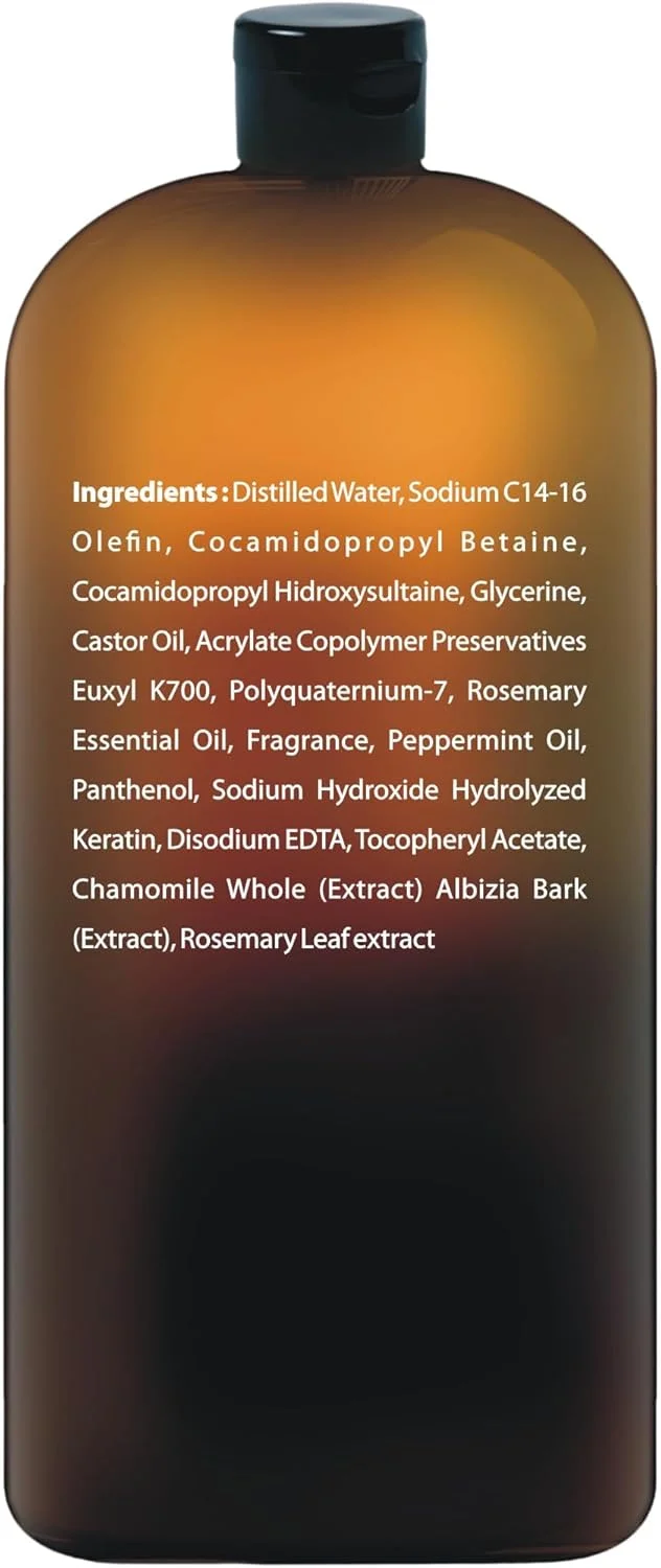 شامپو روغن کرچک - فرمول ضد ریزش مو و ضخیم کننده برای رشد مجدد مو، ضد نازک شدن و بدون سولفات برای مردان و زنان، درمان ضد شوره 473 میلی لیتر