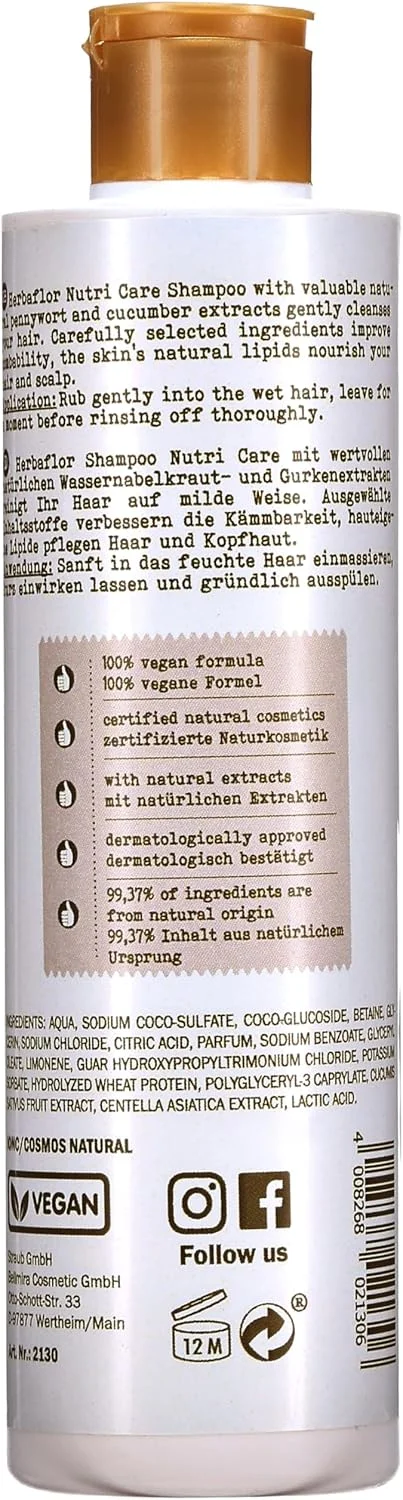 هربافلور | شامپو مراقبت مغذی موهای خشک و کدر 250 میلی لیتر