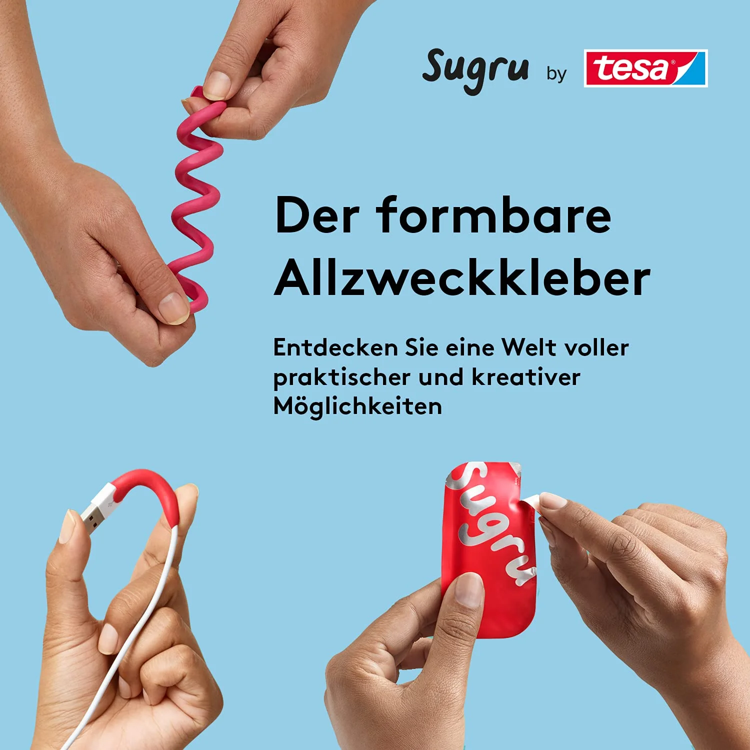چسب خمیری شکل پذیر Tesa Sugru، چسب قوی چند منظوره، بسته 3 عددی (3 x 3.5 گرم) مشکی چسب خمیری شکل پذیر Tesa Sugru، چسب قوی چند منظوره، بسته 3 عددی (3 x 3.5 گرم) مشکی