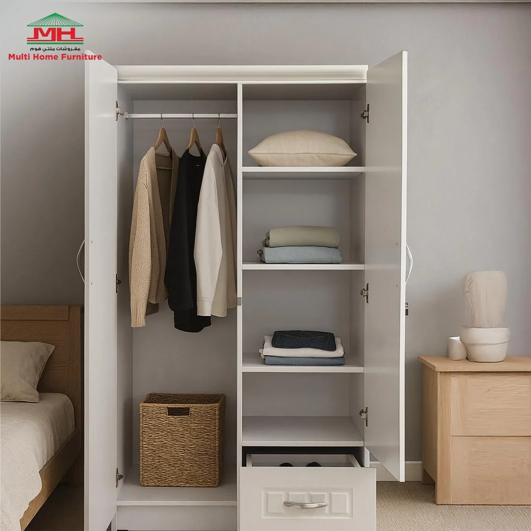 کمد لباس دو درب چوبی سفید چند منظوره با آینه و 1 کشو کابینت ذخیره سازی | کابینت آلمیرا برای لباس | کابینت کمد لباس با 4 قفسه | کمد شیک برای اتاق نشیمن و اتاق خواب کمد لباس دو درب چوبی سفید چند منظوره با آینه و 1 کشو کابینت ذخیره سازی | کابینت آلمیرا برای لباس | کابینت کمد لباس با 4 قفسه | کمد شیک برای اتاق نشیمن و اتاق خواب