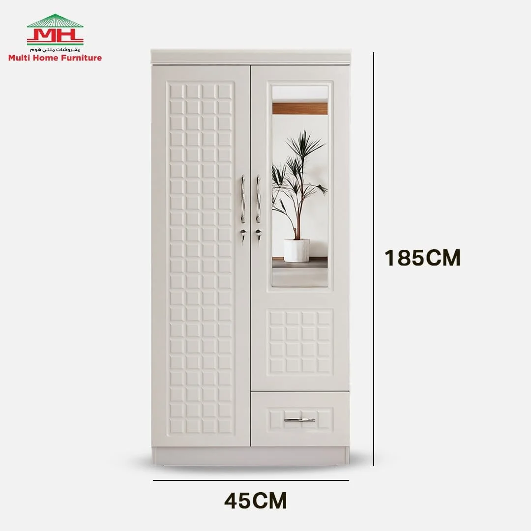 کمد لباس دو درب چوبی سفید چند منظوره با آینه و 1 کشو کابینت ذخیره سازی | کابینت آلمیرا برای لباس | کابینت کمد لباس با 4 قفسه | کمد شیک برای اتاق نشیمن و اتاق خواب کمد لباس دو درب چوبی سفید چند منظوره با آینه و 1 کشو کابینت ذخیره سازی | کابینت آلمیرا برای لباس | کابینت کمد لباس با 4 قفسه | کمد شیک برای اتاق نشیمن و اتاق خواب