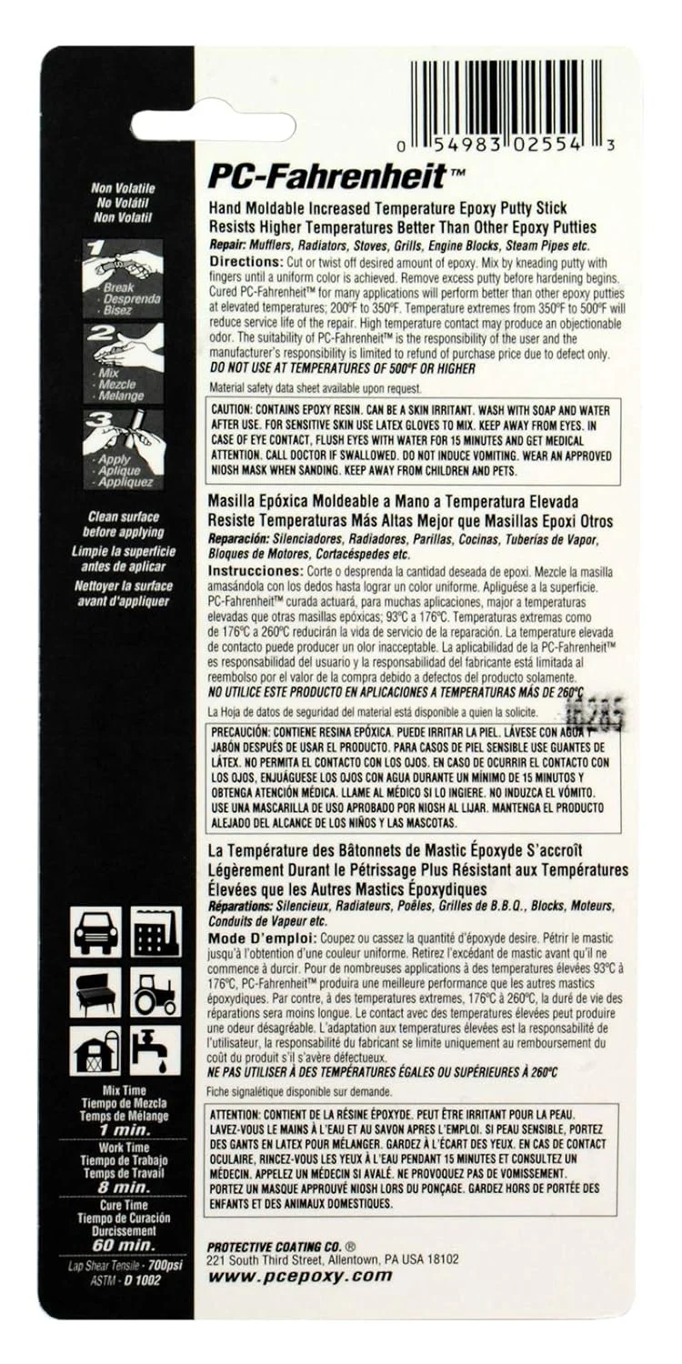 بتونه اپوکسی قابل قالب گیری PC Products 25543 PC-Fahrenheit، 1 اونس بتونه اپوکسی قابل قالب گیری PC Products 25543 PC-Fahrenheit، 1 اونس