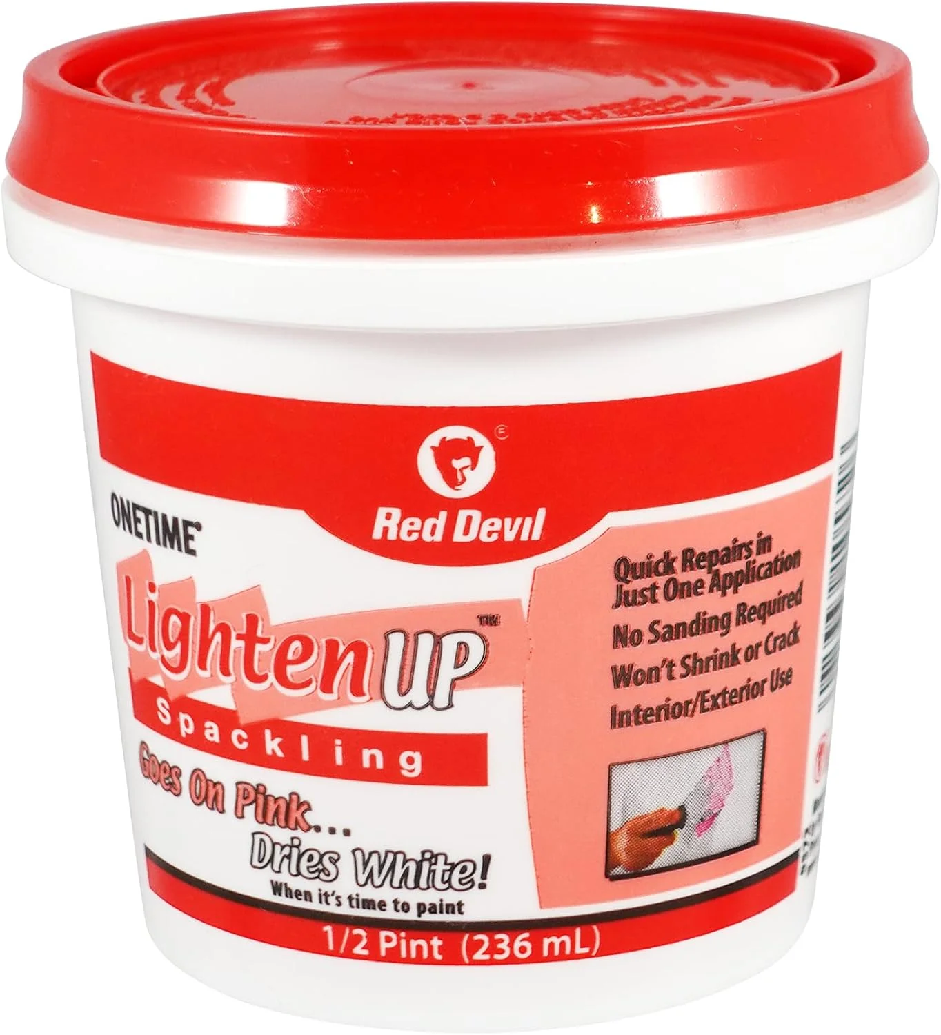 بتونه سبک وزن و سریع خشک شونده Red Devil 0572 ONETIME Lighten Up، نیم پینت، بسته 1 عددی، سفید