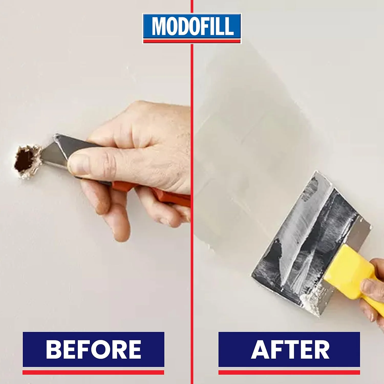 بتونه ماستیک ضخیم مودوستوک مدل MODOFILL - بتونه خمیری برای پر کردن سوراخ ها و حفره های بزرگ در دیوار. پرکننده قوی، سفید، 1 کیلوگرم.
