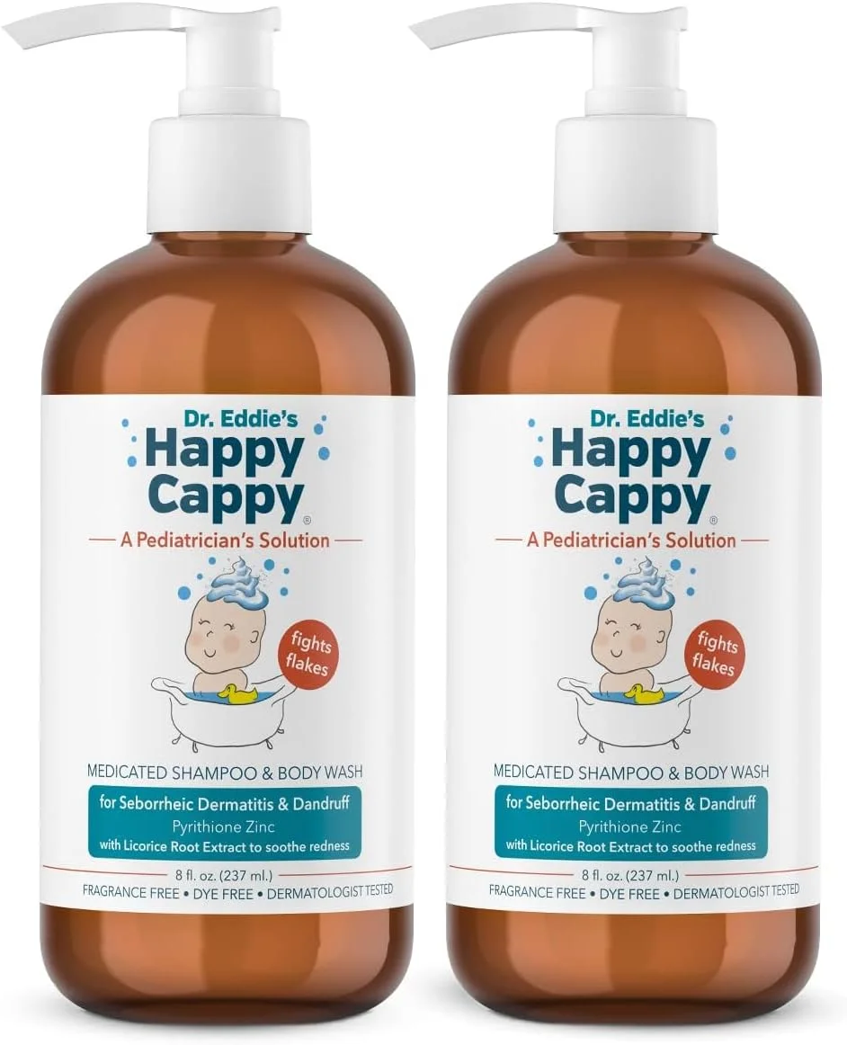 شامپو ضد شوره سر هپی کپی، شامپو ضد درماتیت سبورئیک، حاوی پیریتیون زینک 0.95٪، ایمن برای استفاده روی صورت و بدن، بدون عطر و رنگ، بسته دو عددی 236 میلی لیتری