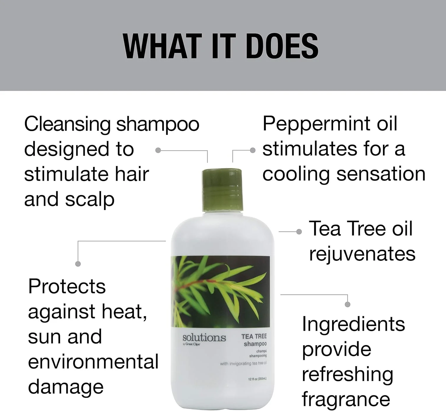 شامپو درخت چای گریت کلیپس سلوشنز 355 میلی لیتر | درمان طبیعی خشکی پوست سر و شوره سر با روغن های ضروری | تغذیه و تحریک پوست سر | مناسب برای انواع مو