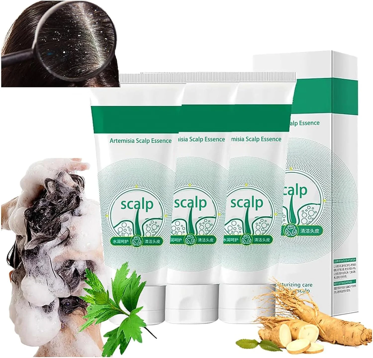 نرم کننده ضد شوره سر جیونار حاوی آرتمیزیا، شامپو ضد شوره سر پاک کننده، عنصر از بین برنده شوره سر، اسانس پوست سر ژاپنی، پاک کننده عمیق پوست سر، کنترل کننده چربی طراوت بخش پوست سر برای آقایان و بانوان (3 عدد)