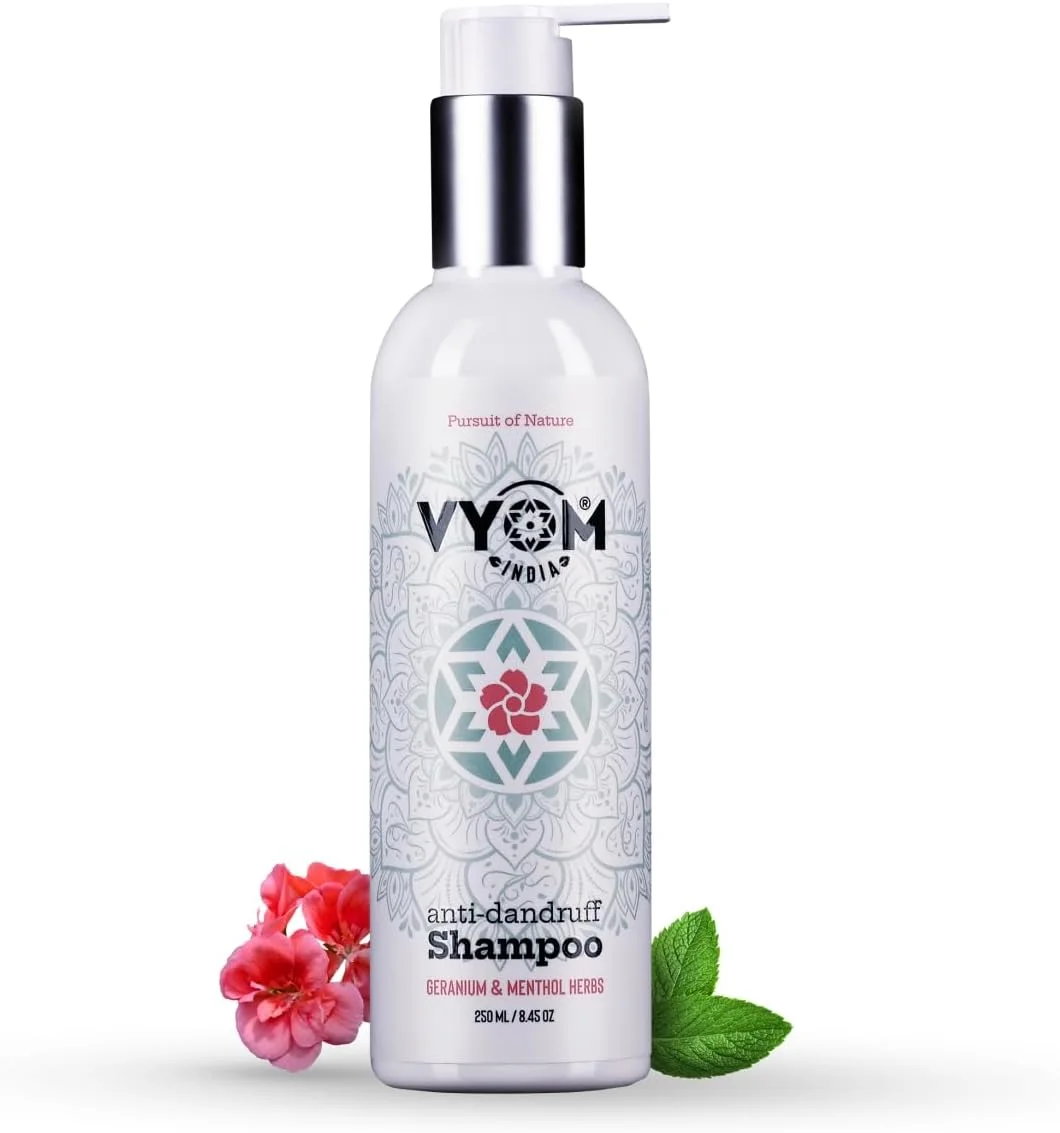 شامپو ضد شوره سر شمعدانی ویوم ایندیا + نرم کننده فعال با گیاهان منتول | کاملا ارگانیک و گیاهی (300 میلی لیتر)