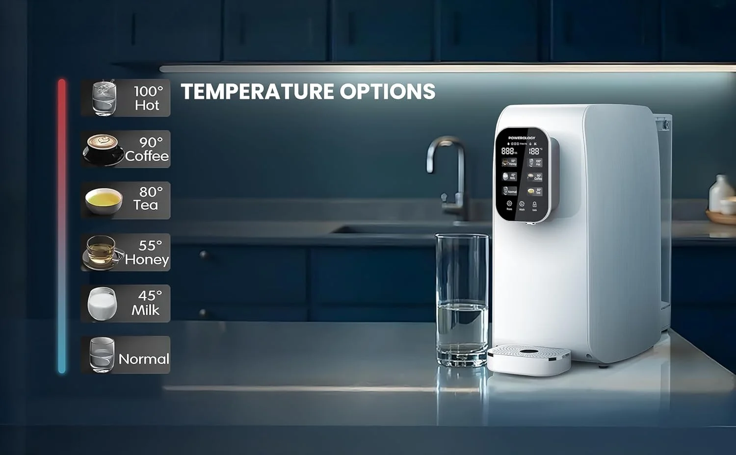 دستگاه تصفیه آب و آبسردکن اسمز معکوس پاورولوژی، نمایشگر LED، ظرفیت 3 لیتر، ظرفیت آب ضایعات 1 لیتر، آب گرم فوری (3 ثانیه)، صفحه نمایش لمسی 4 اینچی، توان نامی 2000 وات، دوشاخه UK - سفید دستگاه تصفیه آب و آبسردکن اسمز معکوس پاورولوژی، نمایشگر LED، ظرفیت 3 لیتر، ظرفیت آب ضایعات 1 لیتر، آب گرم فوری (3 ثانیه)، صفحه نمایش لمسی 4 اینچی، توان نامی 2000 وات، دوشاخه UK - سفید