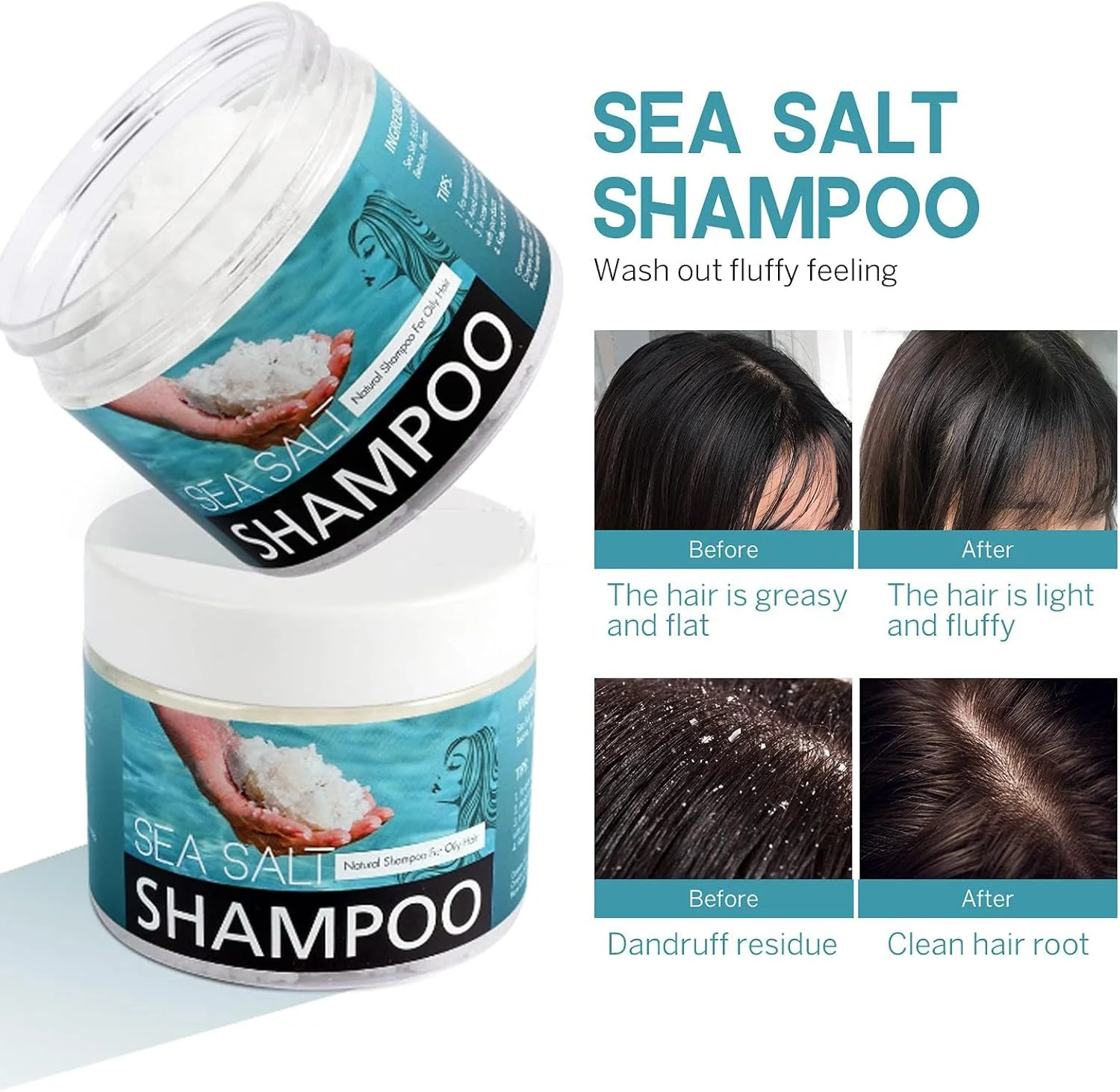 شامپو نمک دریایی 200 میلی لیتری Dyceittdia، شامپو نمک دریایی، شامپو ضد شوره طراوت بخش با کنترل چربی، شامپو پاک کننده نمک دریایی طبیعی برای پوست سر آقایان و بانوان، شامپو