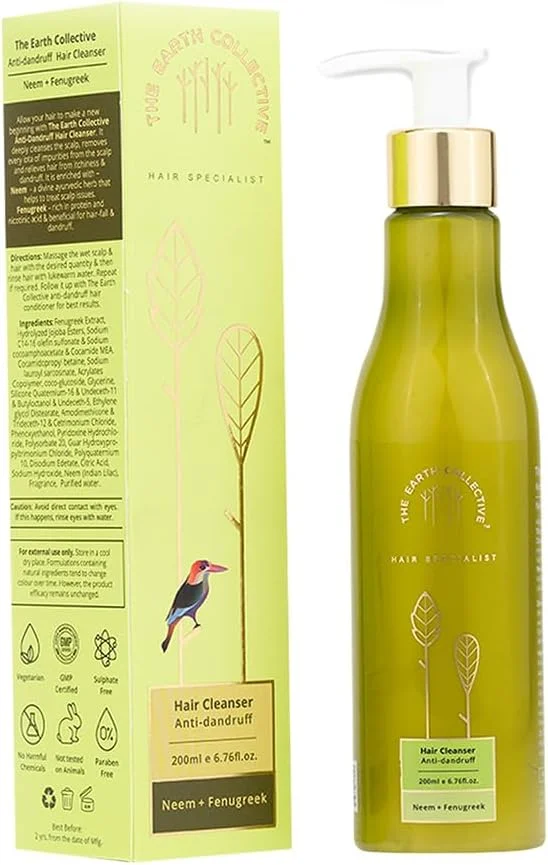 شوینده موی سر ضد شوره دانه شنبلیله دِ ارث کالکتیو | از بین برنده شوره سر، پاک کننده پوست سر، مغذی مو | بدون مواد شیمیایی مضر | بدون پارابن | بدون سولفات | بسته 200 میلی لیتری