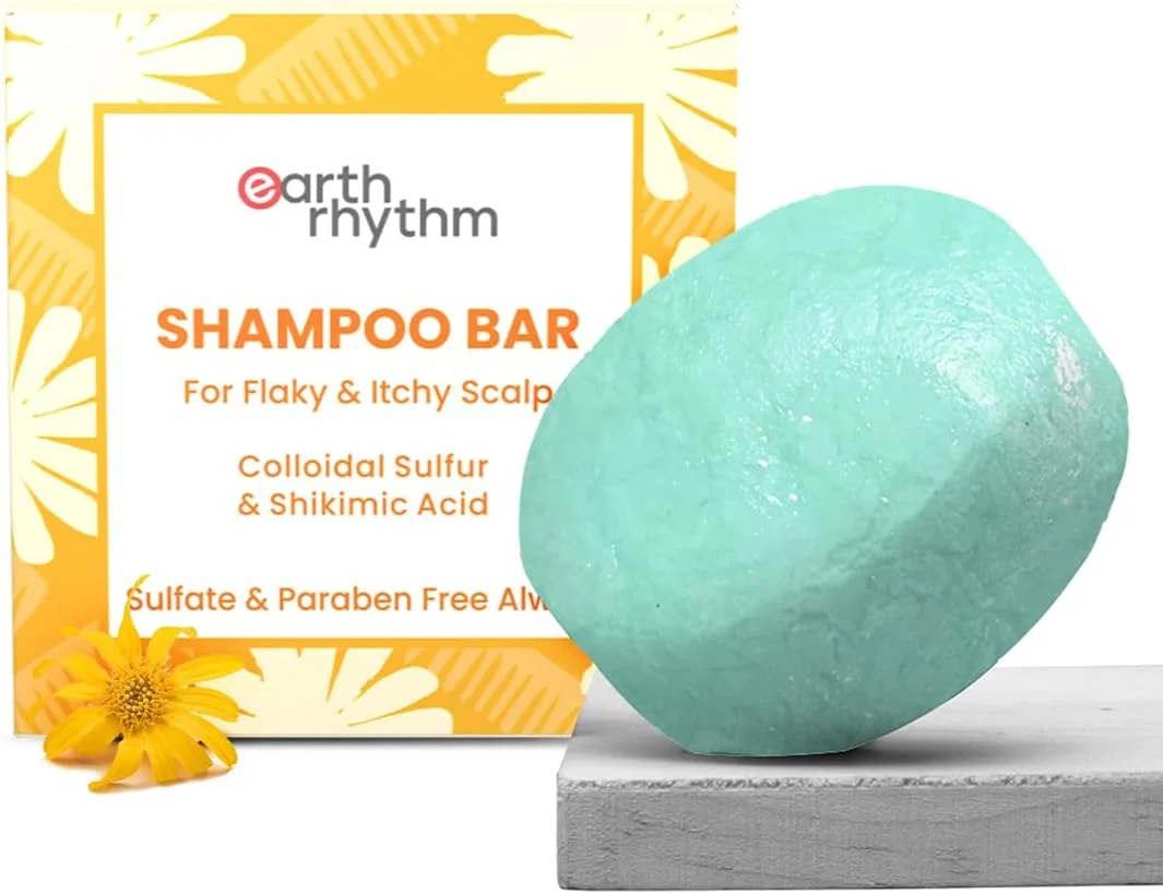 شامپو بار ضد شوره سر Earth Rhythm برای پوست سر خارش دار و پوسته پوسته | مناسب آقایان و بانوان | حاوی عصاره های آرنیکا، نعناع فلفلی و منتول | بدون سولفات و پارابن - 80 گرم