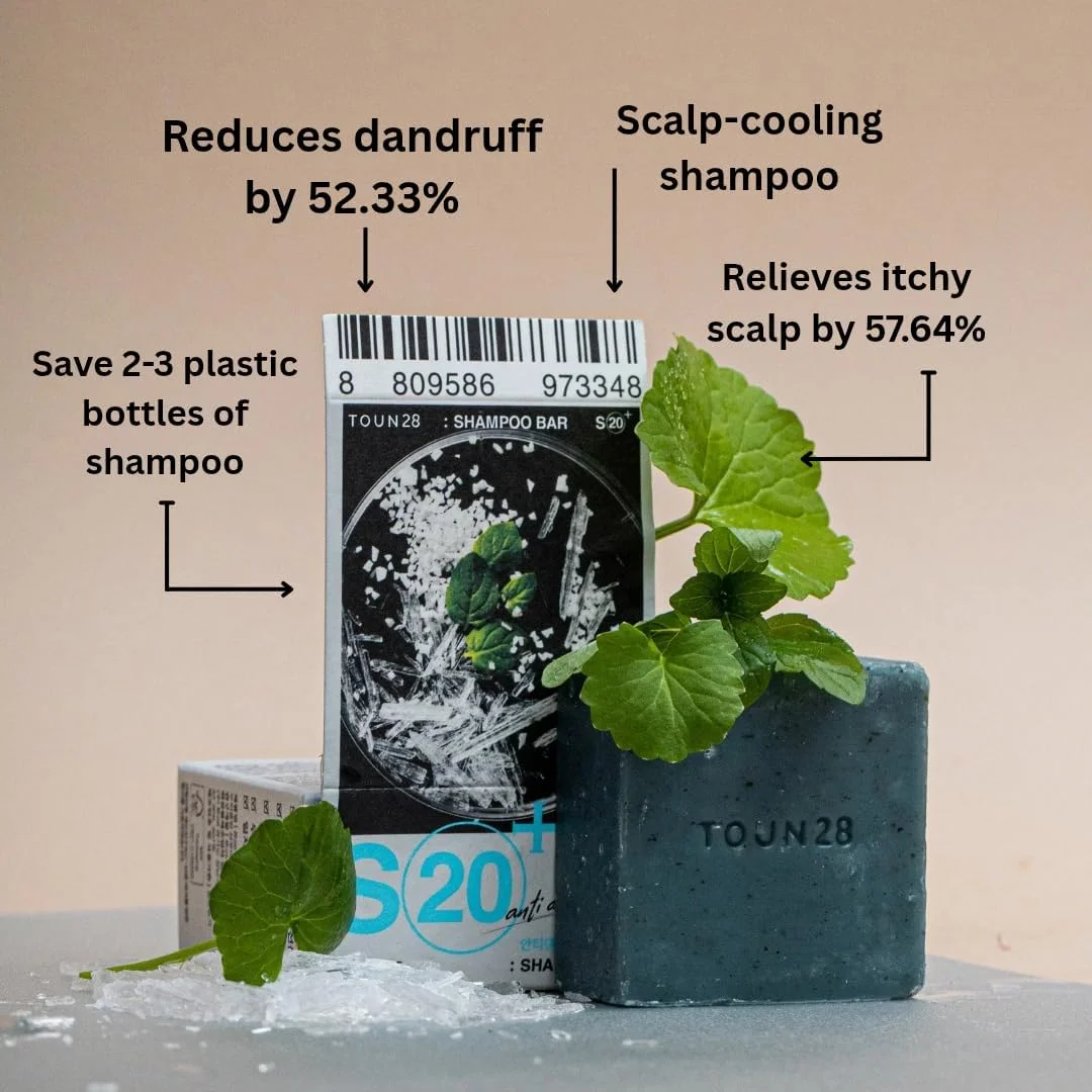 شامپو بار ضد شوره سر تون 28 برای مراقبت از پوست سر حاوی AHA/BHA، بیوتین، منتول و پیروکتون اولامین، بدون سیلیکون، دارای گواهی وگان، بدون پسماند، برای زنان و مردان، ساخت کره، 100 گرم