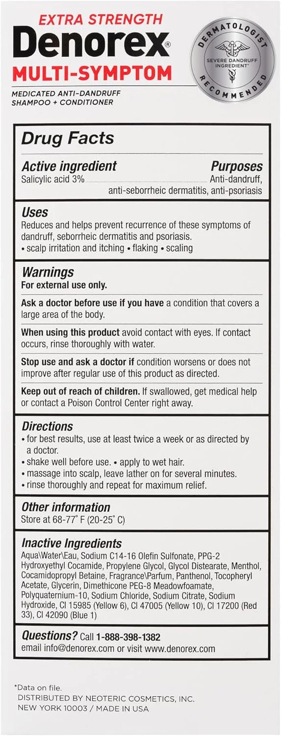 شامپو و نرم کننده ضد شوره سر دنورکس با قدرت فوق العاده، 295 میلی لیتر