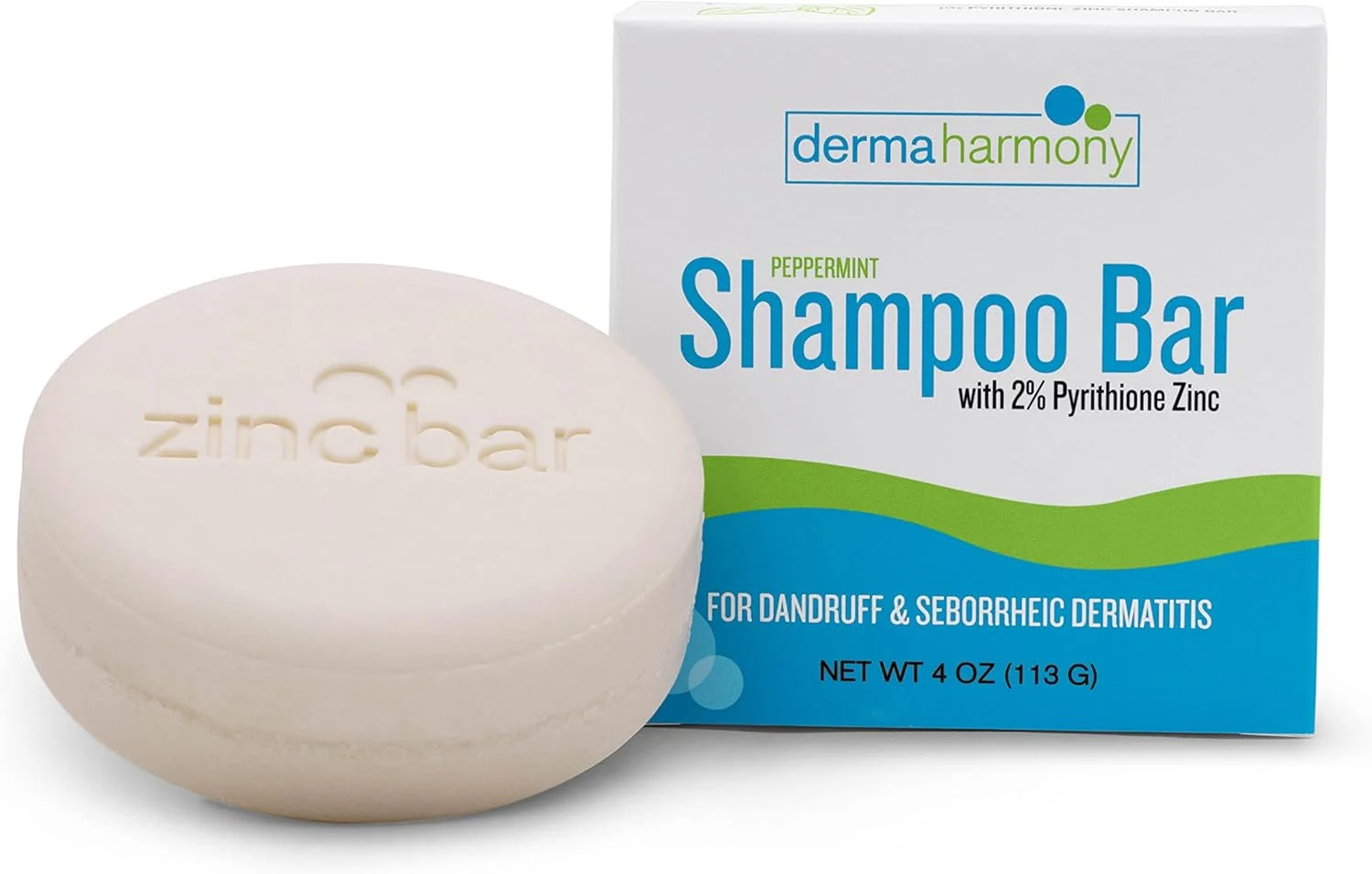 شامپو بار 2% پیریتیون زینک درماهارمونی برای شوره سر و درماتیت سبورئیک - نعناع فلفلی (113 گرم)