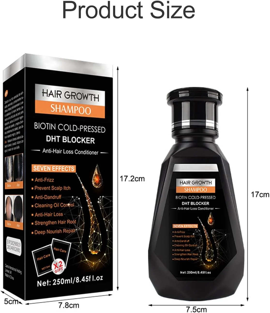 شامپو ضد ریزش مو، رشد مو، شامپو رشد مو زنجبیلی 250 میلی لیتر، پاک کننده عمیق و کنترل چربی، تقویت کننده ریشه مو، ترویج رشد مو، مراقبت از پوست سر برای مردان، شامپو ضد شوره
