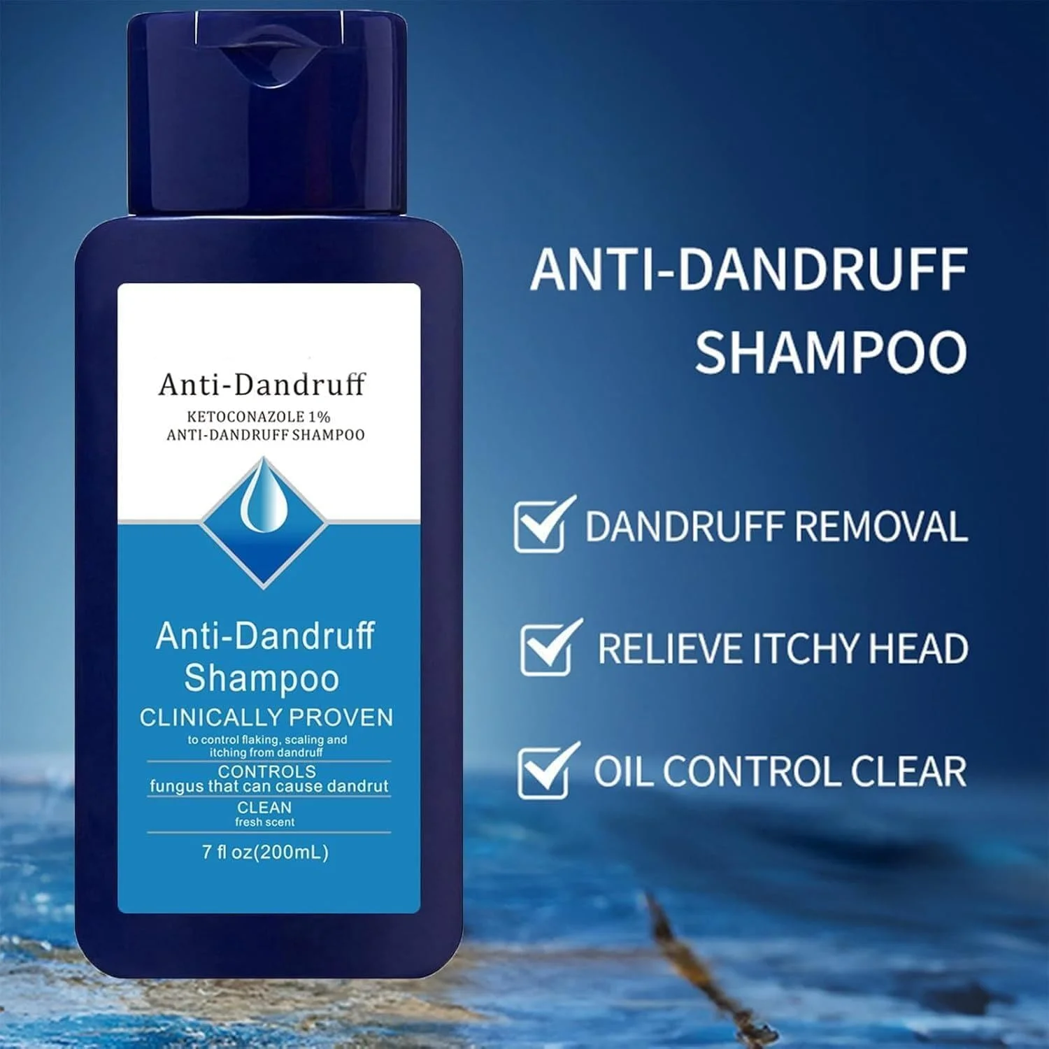 شامپو ضد شوره پاک کننده، بدون پوسته، مرطوب کننده، تسکین فوری خارش، تقویت کننده مو، جلوگیری از ریزش مو - 200 میلی لیتر