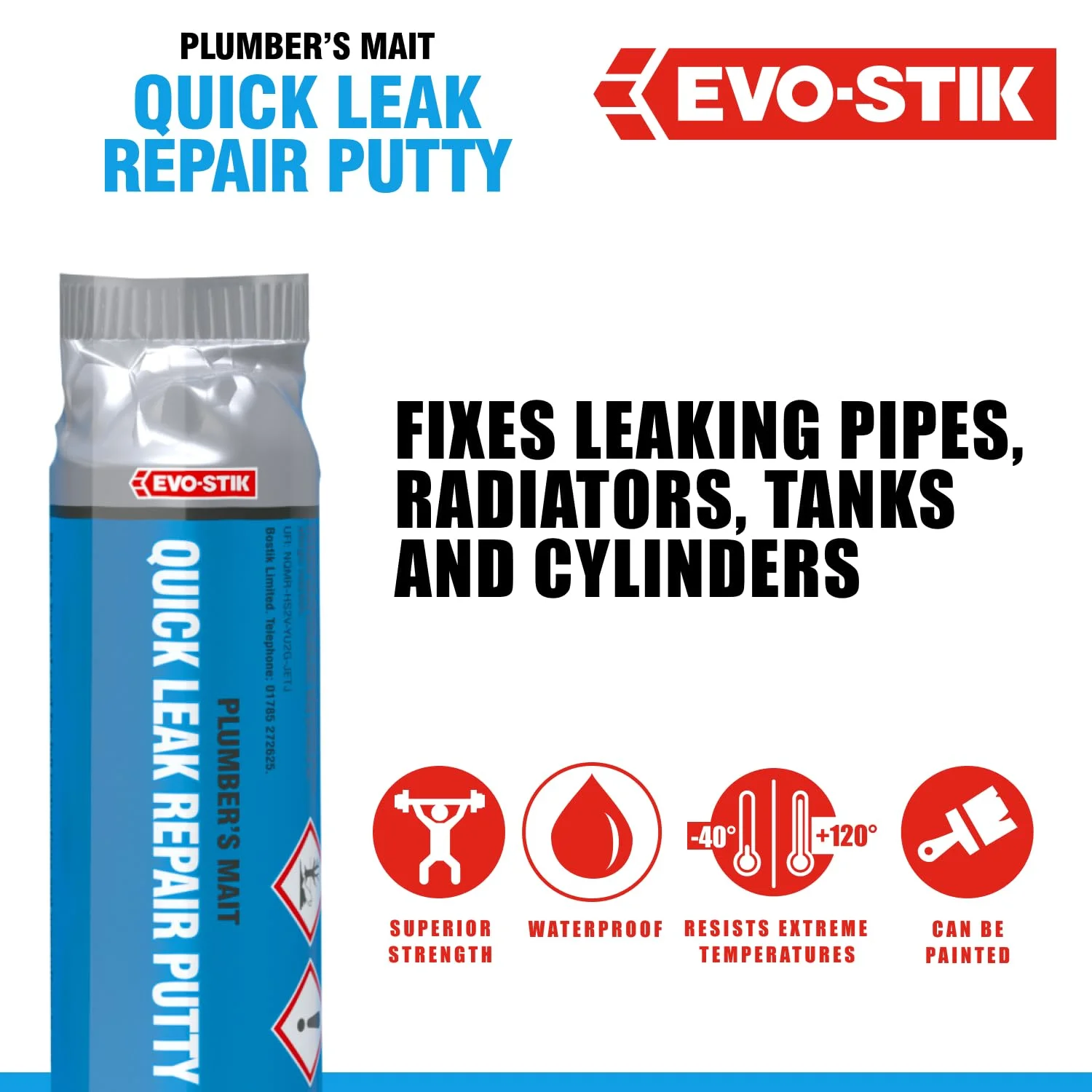 بتونه تعمیر نشتی سریع EVO-STIK Plumber's Mait: راه حل فوری و ضد آب برای تعمیرات اضطراری لوله کشی بتونه تعمیر نشتی سریع EVO-STIK Plumber's Mait: راه حل فوری و ضد آب برای تعمیرات اضطراری لوله کشی