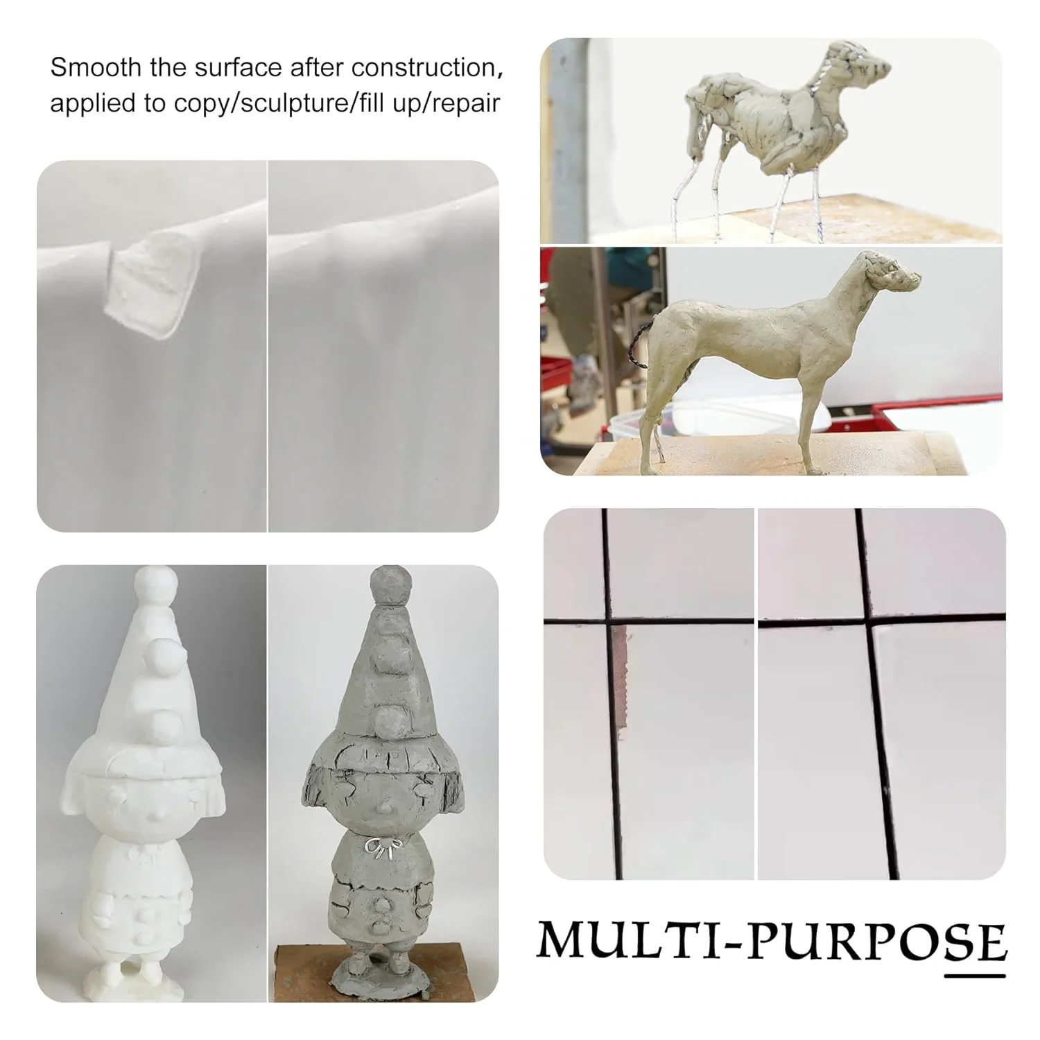 بتونه اپوکسی - 227 گرمی، چسب بتونه اپوکسی فلز با تعمیر سریع، خمیر مجسمه سازی اپوکسی AB برای تعمیر، پر کردن و مجسمه سازی - پرکننده اپوکسی 2 قسمتی با استحکام بالا برای اتصال فلز، پلاستیک، سرامیک (سفید)