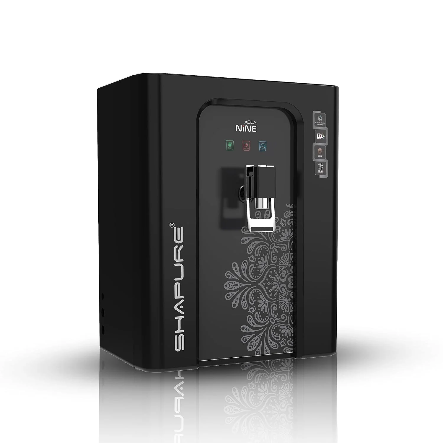 دستگاه تصفیه آب 9 مرحله ای Shapure Aqua Nine RO | RO + UV + mTDS + مس + قلیایی + کربن + رسوب گیر + پیش فیلتر | مخزن ذخیره 10 لیتری | مناسب برای آب چاه، تانکر و آب شهری (AquaNine N 901)