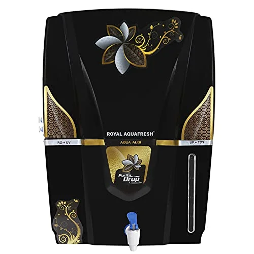 دستگاه تصفیه آب برقی رویال آکوافرش 12 لیتری RO+UV+TDS+ با 14 لایه OD مشکی، دارای مس فعال، کاملا اتوماتیک، قابل نصب روی دیوار، مناسب برای خانه و محل کار