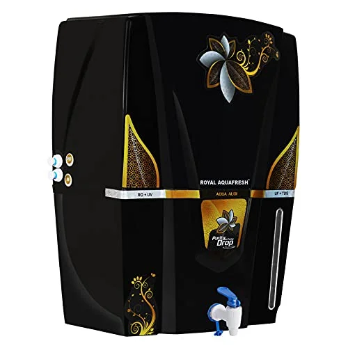 دستگاه تصفیه آب برقی رویال آکوافرش 12 لیتری RO+UV+TDS+ با 14 لایه OD مشکی، دارای مس فعال، کاملا اتوماتیک، قابل نصب روی دیوار، مناسب برای خانه و محل کار
