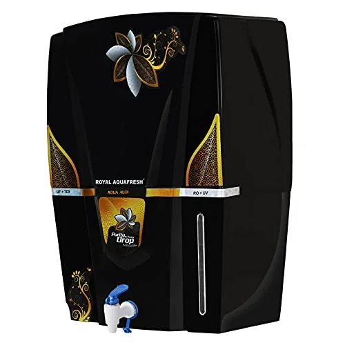 دستگاه تصفیه آب برقی رویال آکوافرش 12 لیتری RO+UV+TDS+ با 14 لایه OD مشکی، دارای مس فعال، کاملا اتوماتیک، قابل نصب روی دیوار، مناسب برای خانه و محل کار