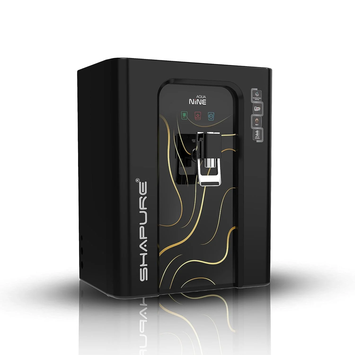 دستگاه تصفیه آب 9 مرحله ای اسمز معکوس Shapure Aqua Nine | RO + UV + mTDS + مس + قلیایی + کربن + رسوب گیر + پیش فیلتر | مخزن ذخیره سازی 10 لیتری | مناسب برای آب چاه، تانکر و آب شهری (AquaNine N 902)