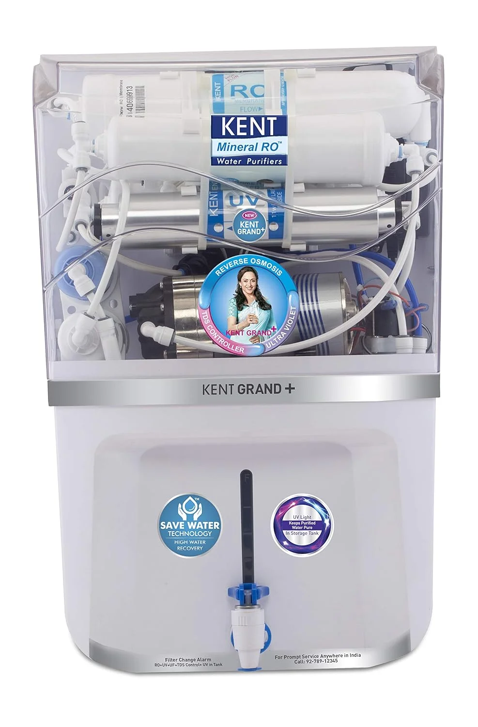 دستگاه تصفیه آب کنت گرند پلاس با ظرفیت 9 لیتر، دارای سیستم RO + UV + UF + کنترل TDS + UV در مخزن