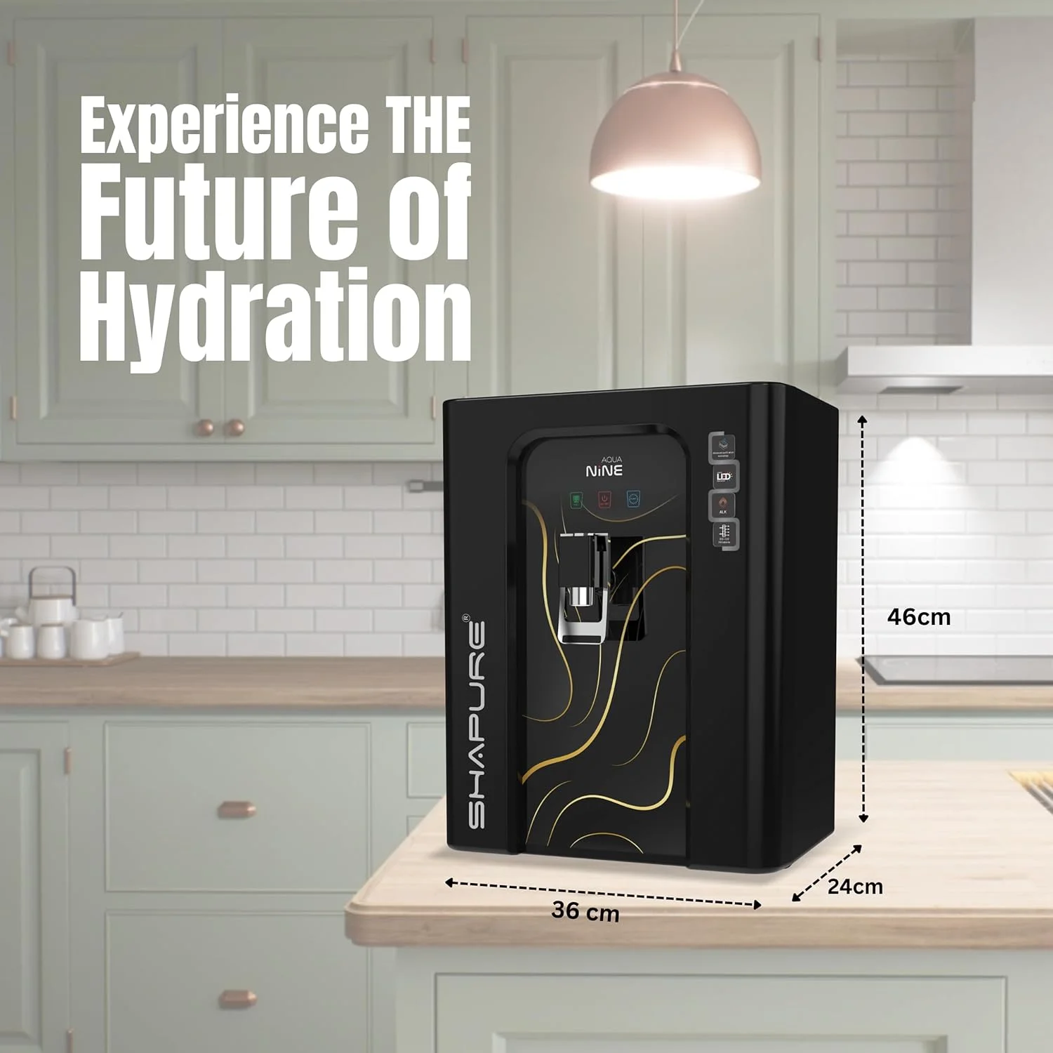 دستگاه تصفیه آب 9 مرحله ای اسمز معکوس Shapure Aqua Nine | RO + UV + mTDS + مس + قلیایی + کربن + رسوب گیر + پیش فیلتر | مخزن ذخیره سازی 10 لیتری | مناسب برای آب چاه، تانکر و آب شهری (AquaNine N 902)