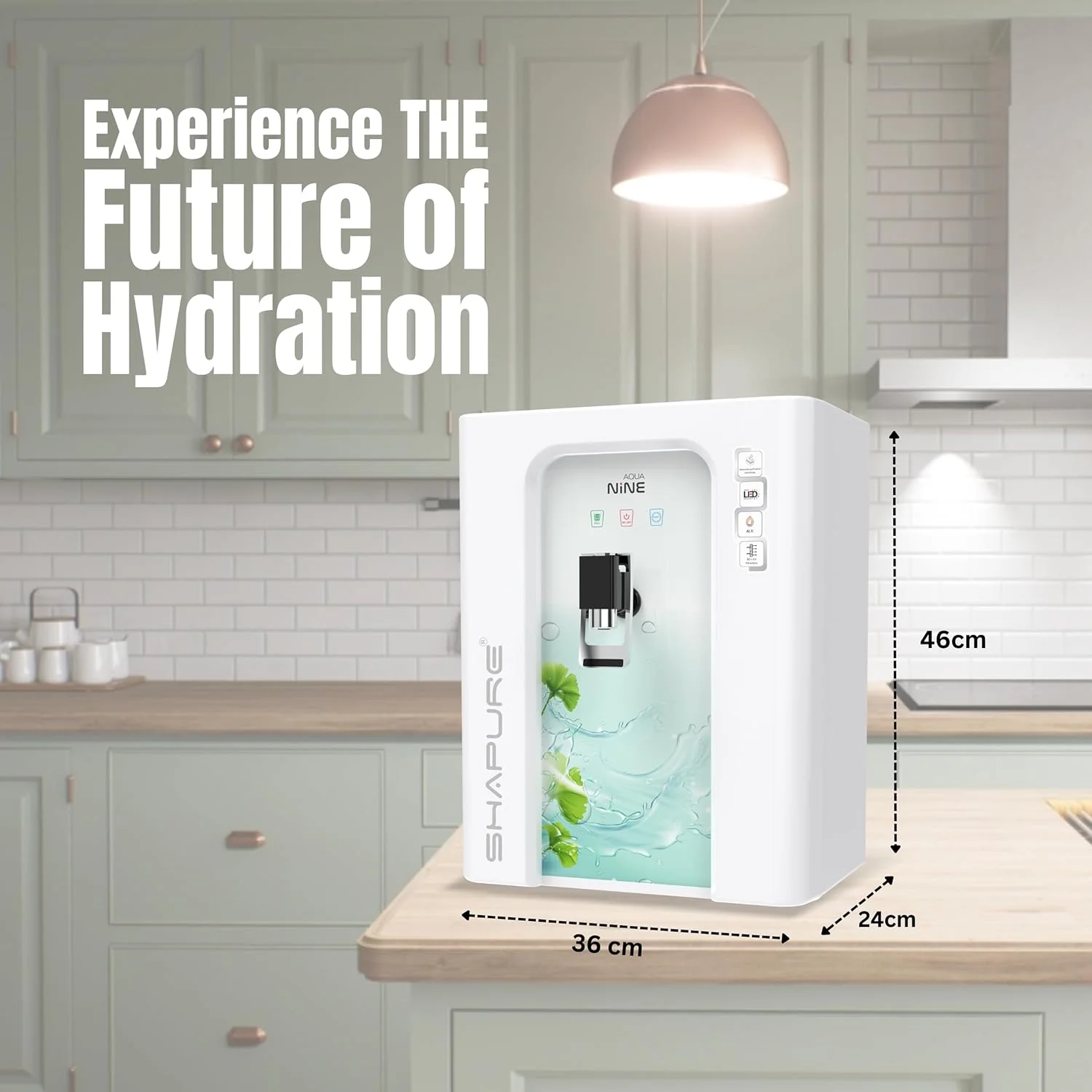 دستگاه تصفیه آب 9 مرحله ای اسمز معکوس Shapure Aqua Nine | RO + UV + mTDS + مس + قلیایی + کربن + رسوب گیر + پیش فیلتر | مخزن ذخیره 10 لیتری | مناسب برای آب چاه، تانکر و آب شهری (AquaNine N 302)