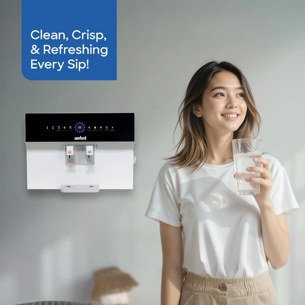 دستگاه تصفیه آب 2 در 1 SANFORD با فیلتراسیون 5 مرحله ای RO و UV، دارای خروجی آب گرم و معمولی و قفل کودک (SF8901WP)