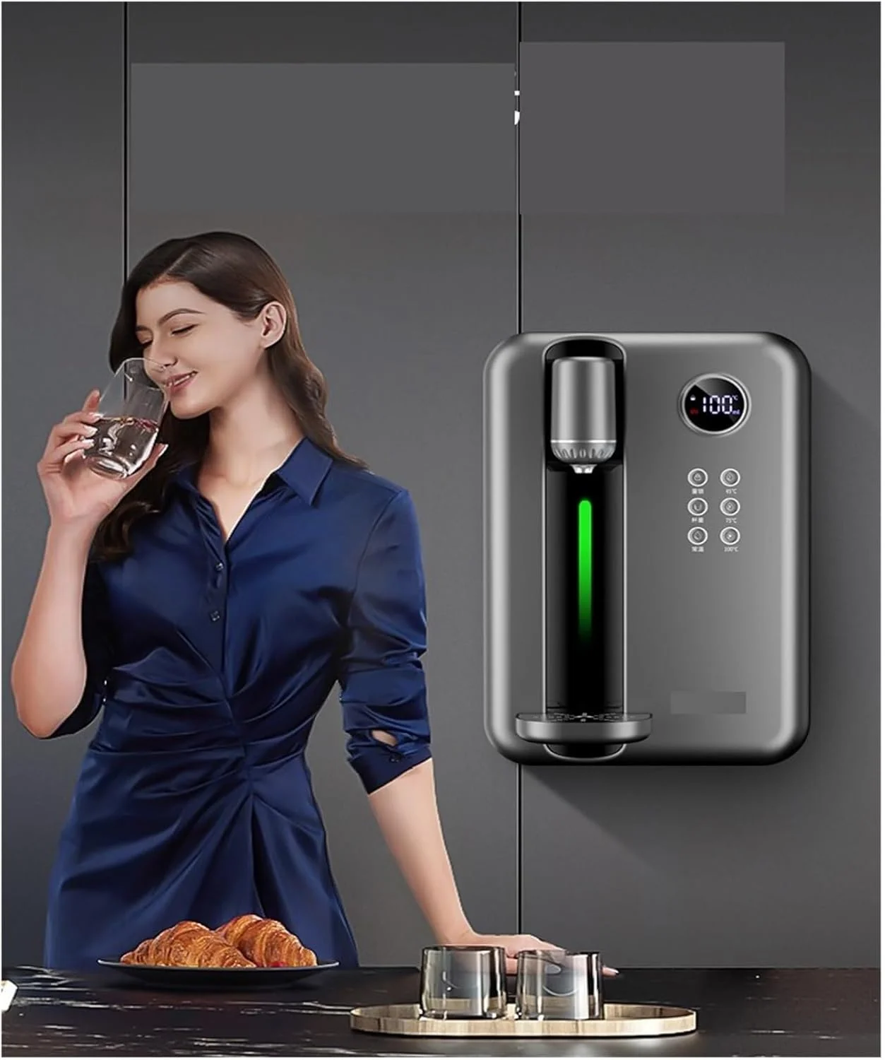 دستگاه آبسردکن فوری JHQWIDD، دستگاه آب آشامیدنی دیواری، دستگاه نوشیدنی مستقیم خانگی، دستگاه تصفیه آب هوشمند، آبسردکن آب گرم و سرد 220 (Bianco)