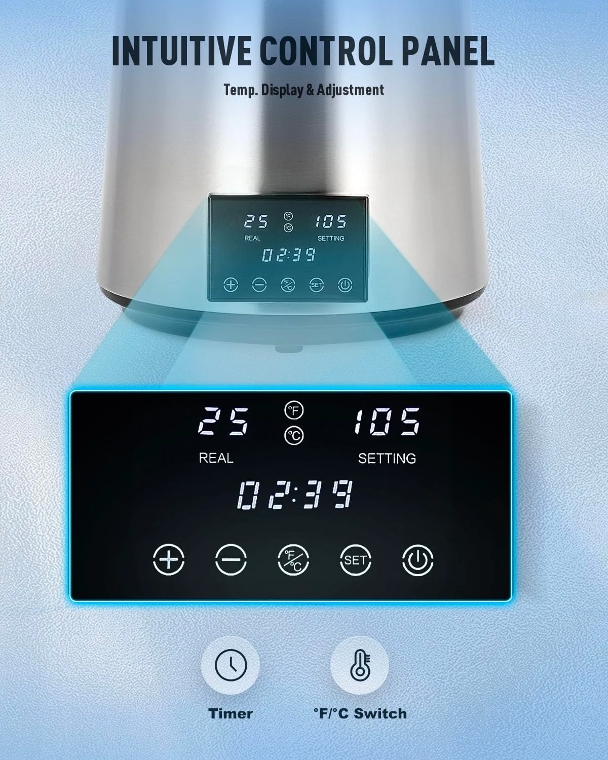 دستگاه تقطیر آب CO-Z با ظرفیت 4.1 لیتری، دستگاه آب مقطر رومیزی 1750 واتی با مخزن شیشه ای، نمایشگر دوگانه دما و تایمر، دستگاه آب مقطر 4 لیتری از جنس استیل ضد زنگ 304 برای منزل، دفتر کار و مسافرت