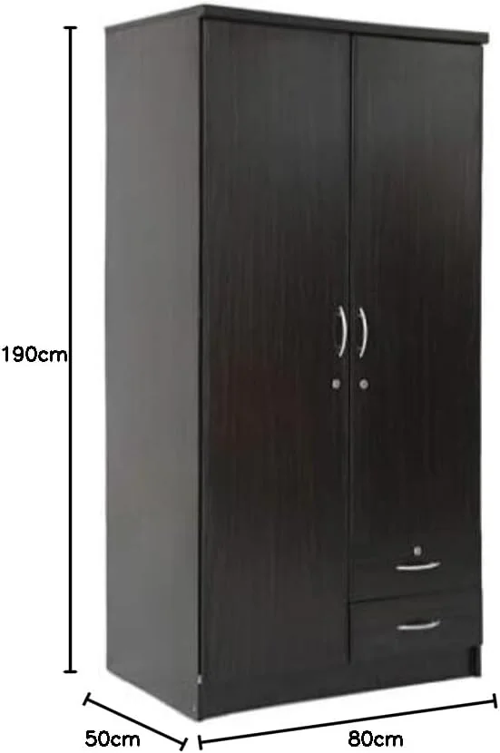 کمد لباس چوبی 2 درب محمد عظیم فرنیچر مدل MAF-622، کمد لباس چوبی محکم با کشوهای قفل‌دار، طراحی مدرن و شیک، مقاوم و بادوام، رنگ WG